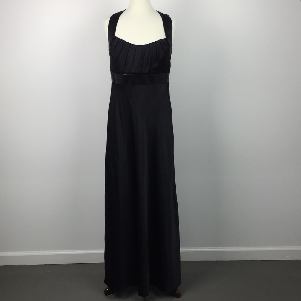 Calvin Klein Black Satin Sequin Gown Dress